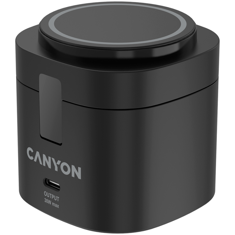 Brezžična polnilna postaja Canyon 4-v-1, 30 W,  65W, kabel 1m, črn