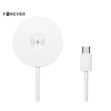 Brezžični polnilec FOREVER MAWC-400, 3-v-1, MagSafe, 15 W, USB-C, kabel 1m, bel