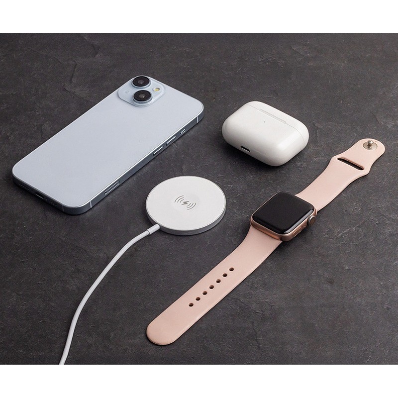 Brezžični polnilec FOREVER MAWC-400, 3-v-1, MagSafe, 15 W, USB-C, kabel 1m, bel