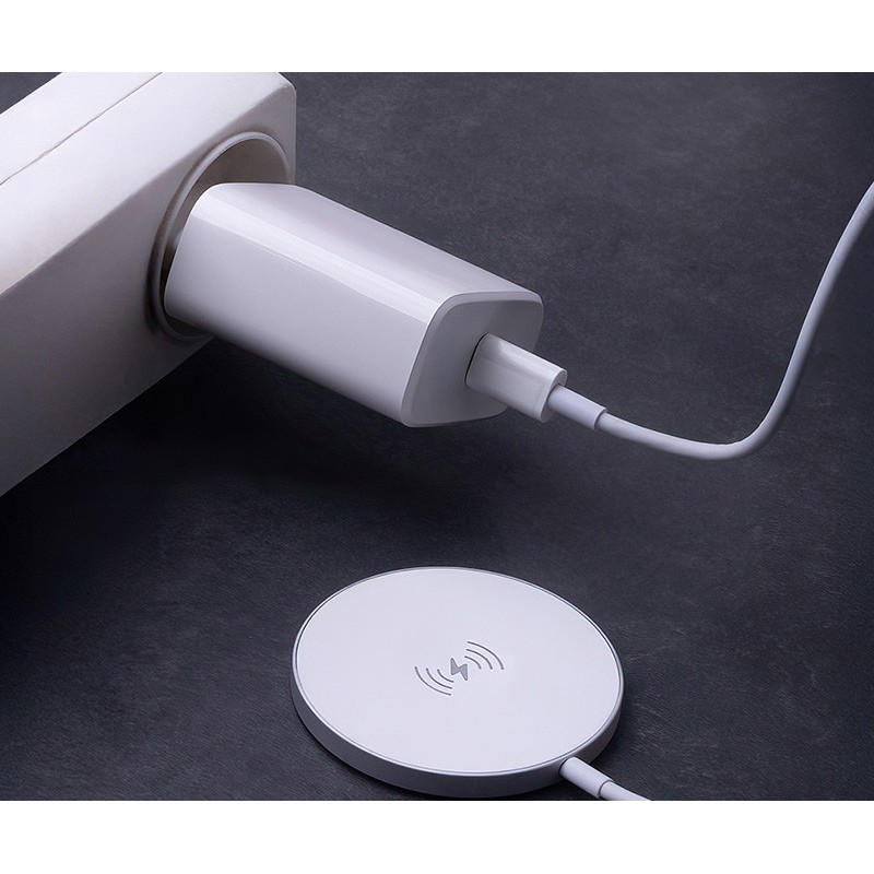 Brezžični polnilec FOREVER MAWC-400, 3-v-1, MagSafe, 15 W, USB-C, kabel 1m, bel