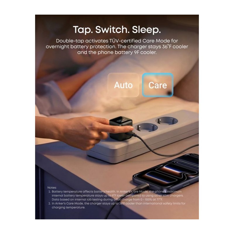 Polnilec Anker Nano, 45W, Smart Display, oranžen