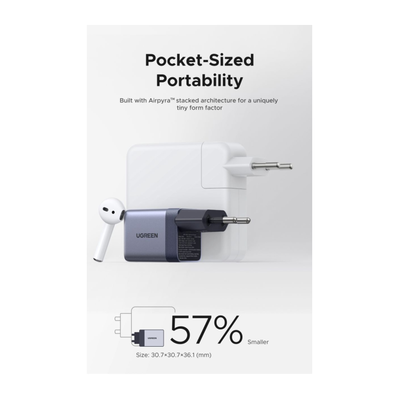 Polnilec Ugreen Nexode USB-C, 45 W, GaN, PD 3.0
