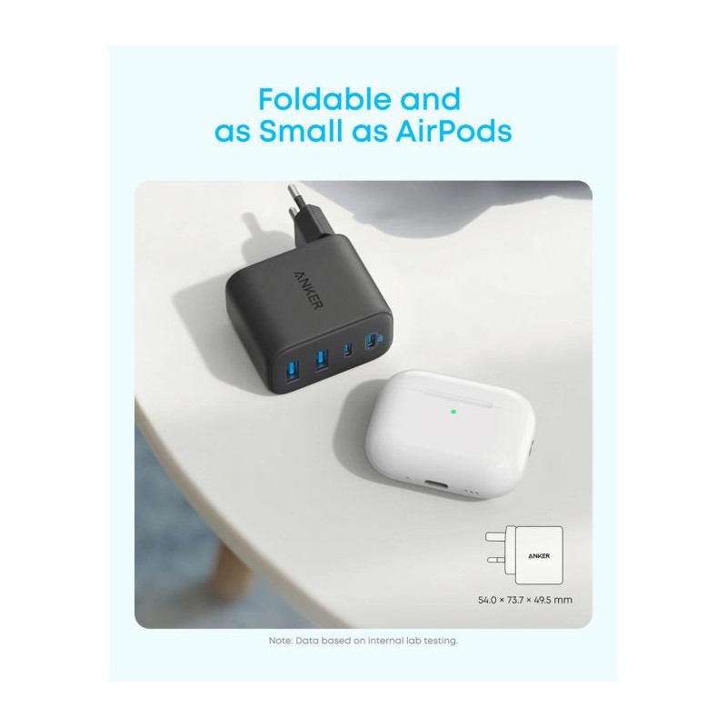 Polnilec Anker Zolo, 4-port, 50W, črn