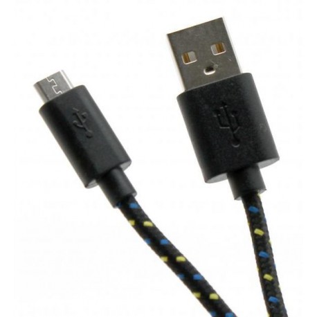 Kabel USB A-B mikro 1m bombažna zaščita, črn