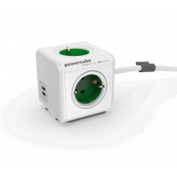 Električni razdelilec/podaljšek PowerCube Ext 1.5m USB, zelen