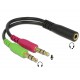 Adapter-AUDIO Jack 3,5Ž 4-pin - 2x3,5M stereo OMTP Delock