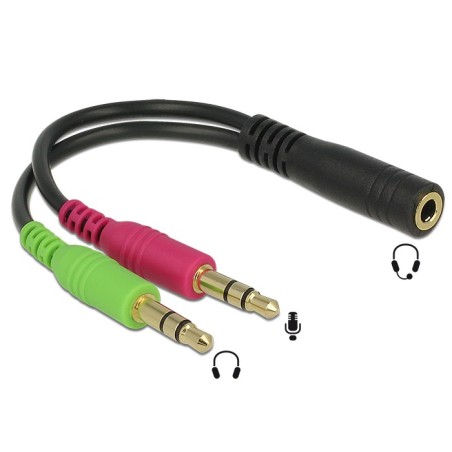 Adapter-AUDIO Jack 3,5Ž 4-pin - 2x3,5M stereo OMTP Delock