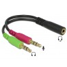Adapter-AUDIO Jack 3,5Ž 4-pin - 2x3,5M stereo OMTP Delock