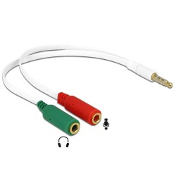 Adapter-AVDIO Jack 3,5M 4-pin - 2x3,5Ž 20cm CTIA Delock