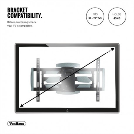 Pregibni TV stenski nosilec 37-70 do 45kg dvojna roka, VonHaus