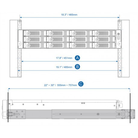 Sanke za NAS strežnik QNAP 2U RAIL-B02 (rail kit)