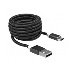 Kabel USB A-B mikro 1.5m SBOX bombažna zaščita, črn