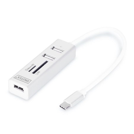 Hub USB 2.0 3xA + Tip-C + čitalec kartic Digitus