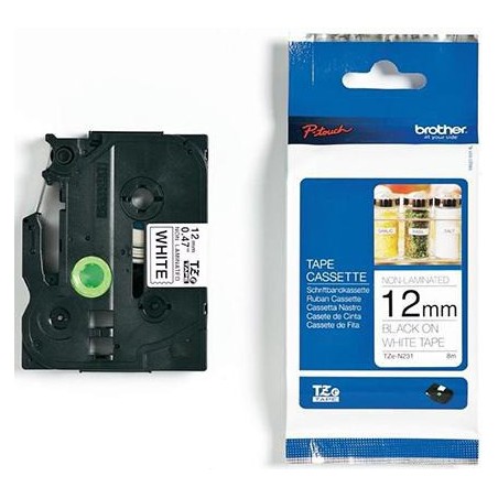 Brother trak TZ-N231/ TZe-N231, bel/črn, 12mm, nelaminiran