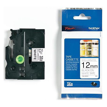 Brother trak TZ-N231/ TZe-N231, bel/črn, 12mm, nelaminiran