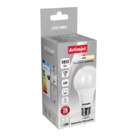 ActiveJet LED sijalka 12W, E27, nevtralna svetloba, bučka, AJE-HS1055N
