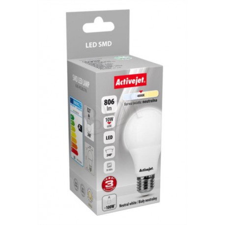 ActiveJet LED sijalka 10W, E27, nevtralna svetloba, bučka, AJE-HS2827N