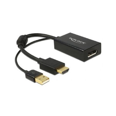 Adapter HDMI M - Displayport 1.2 Aktivni 25cm Delock